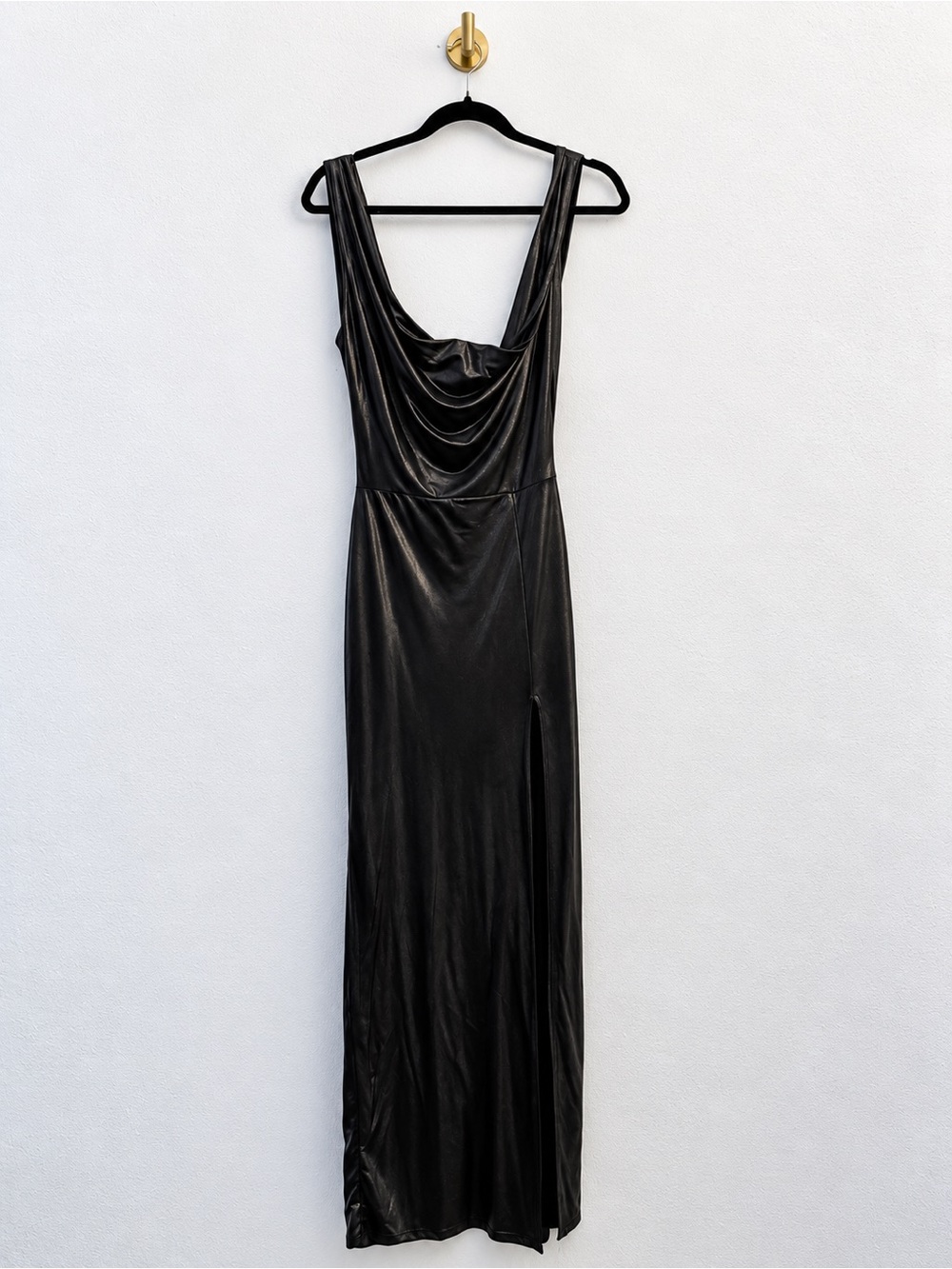 Boohoo Black Cowl Neck Side Slit Maxi Dress